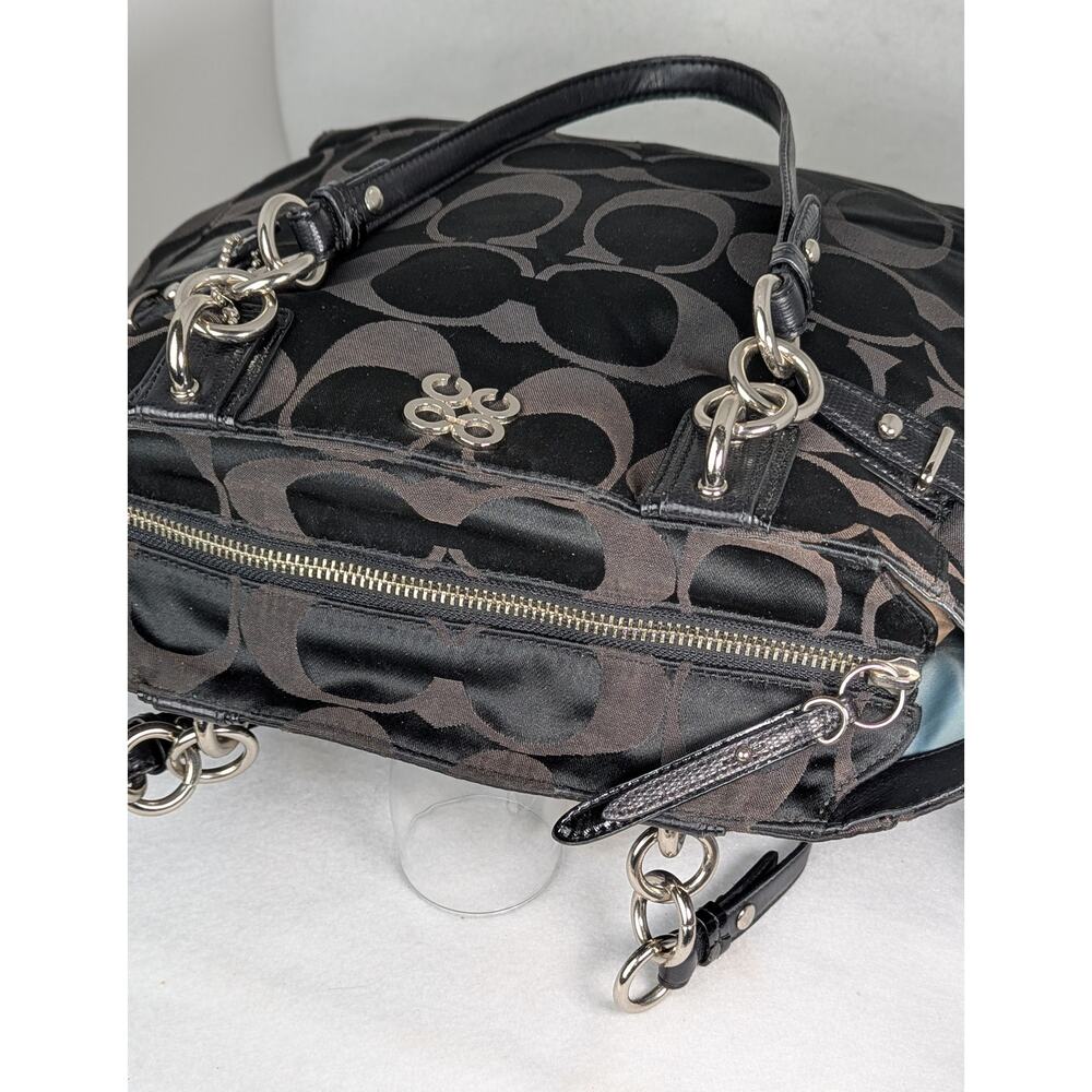 COACH Alexandra Signature Sateen Large Tote Bag Black/Silver 18485 - GUC - Picture 7 of 12